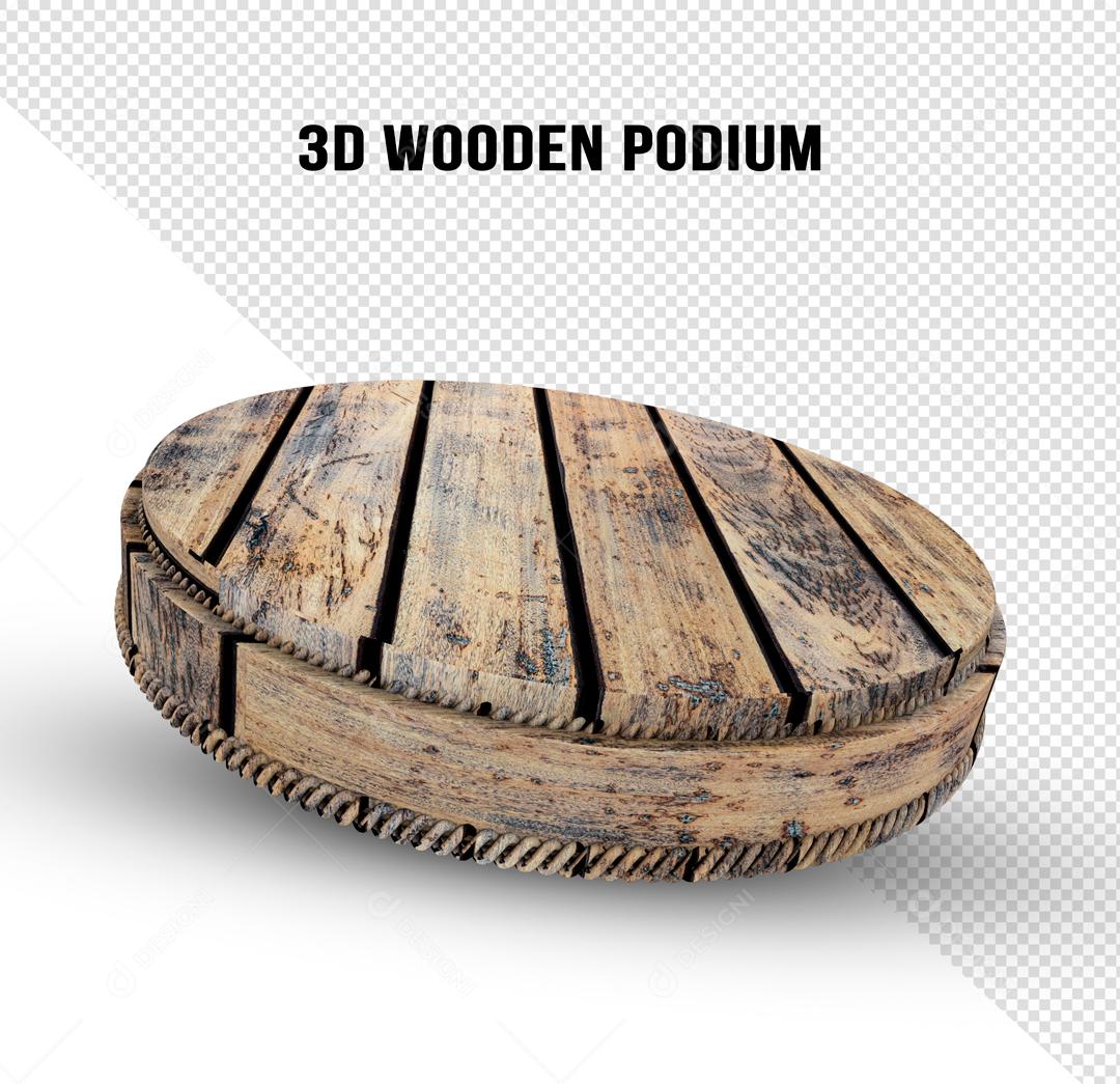 Podium 3D De Madeira Bruta PSD