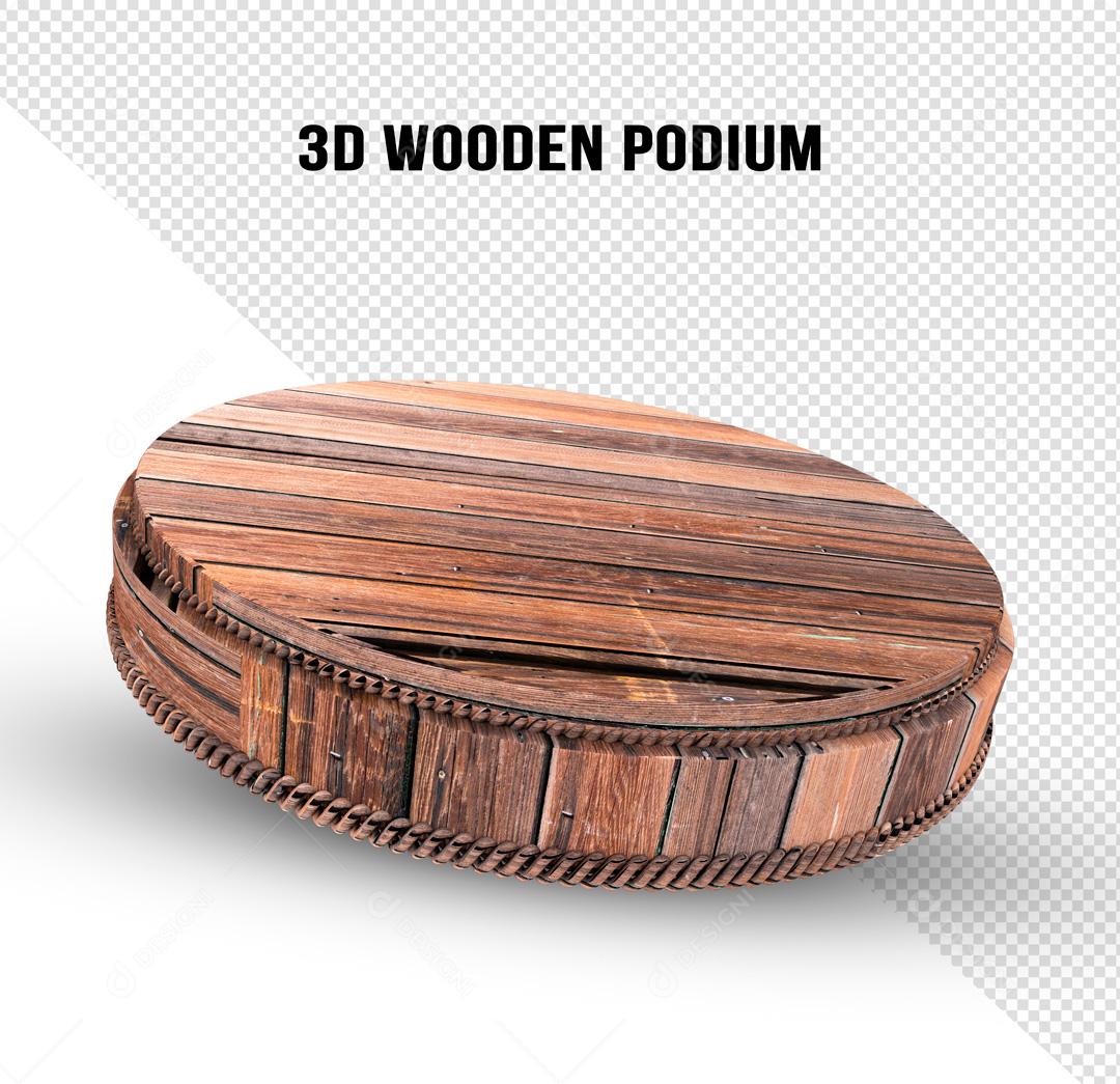 Podium 3D De Madeira Bruta PSD