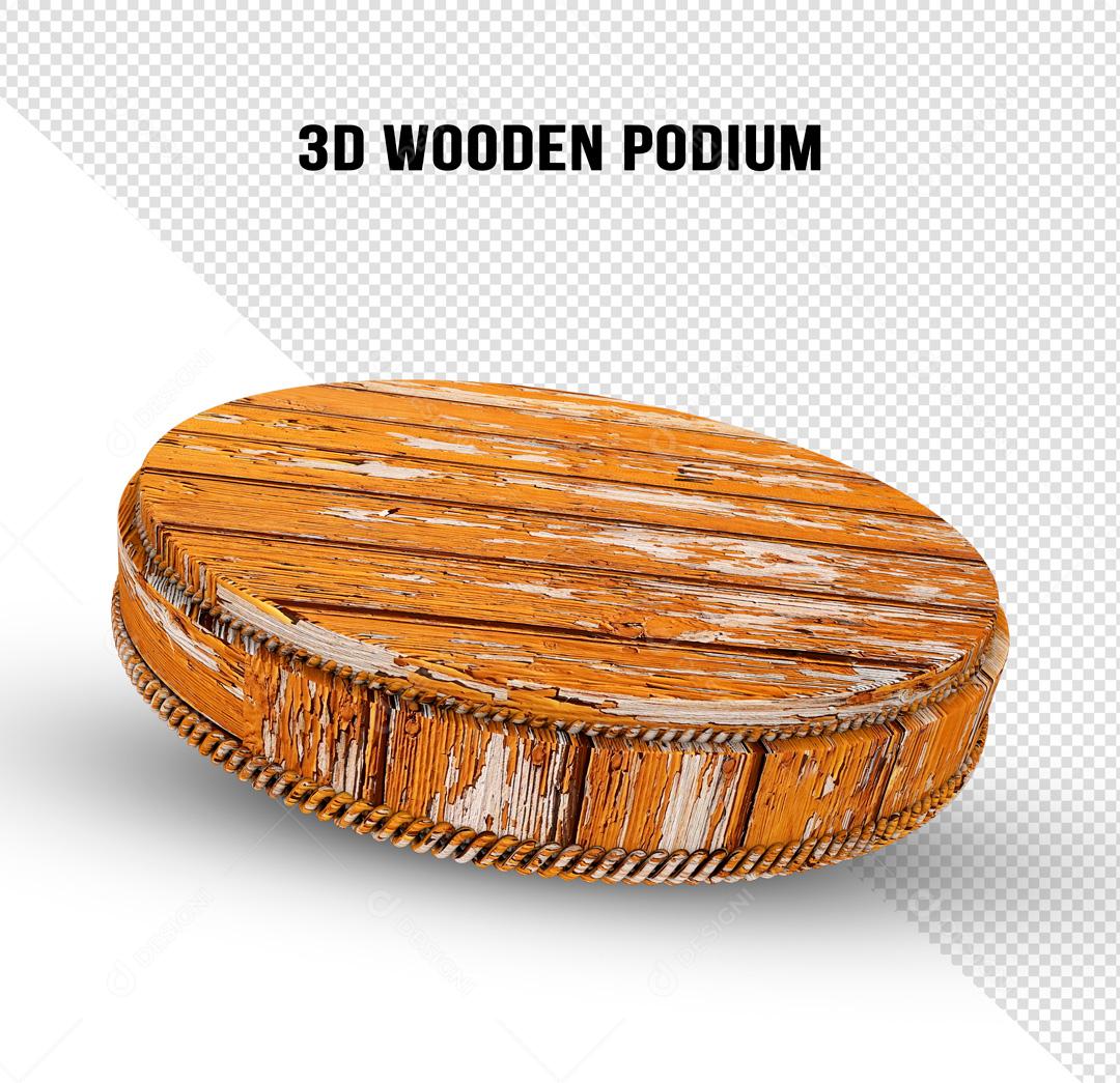 Podium 3D De Madeira Bruta PSD