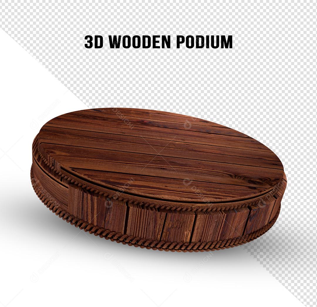 Podium 3D De Madeira Bruta PSD