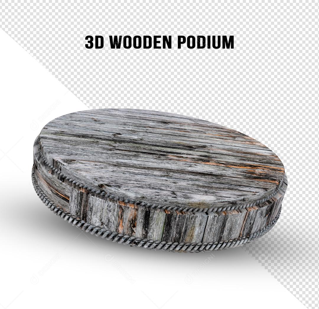 Podium 3D De Madeira Bruta PSD