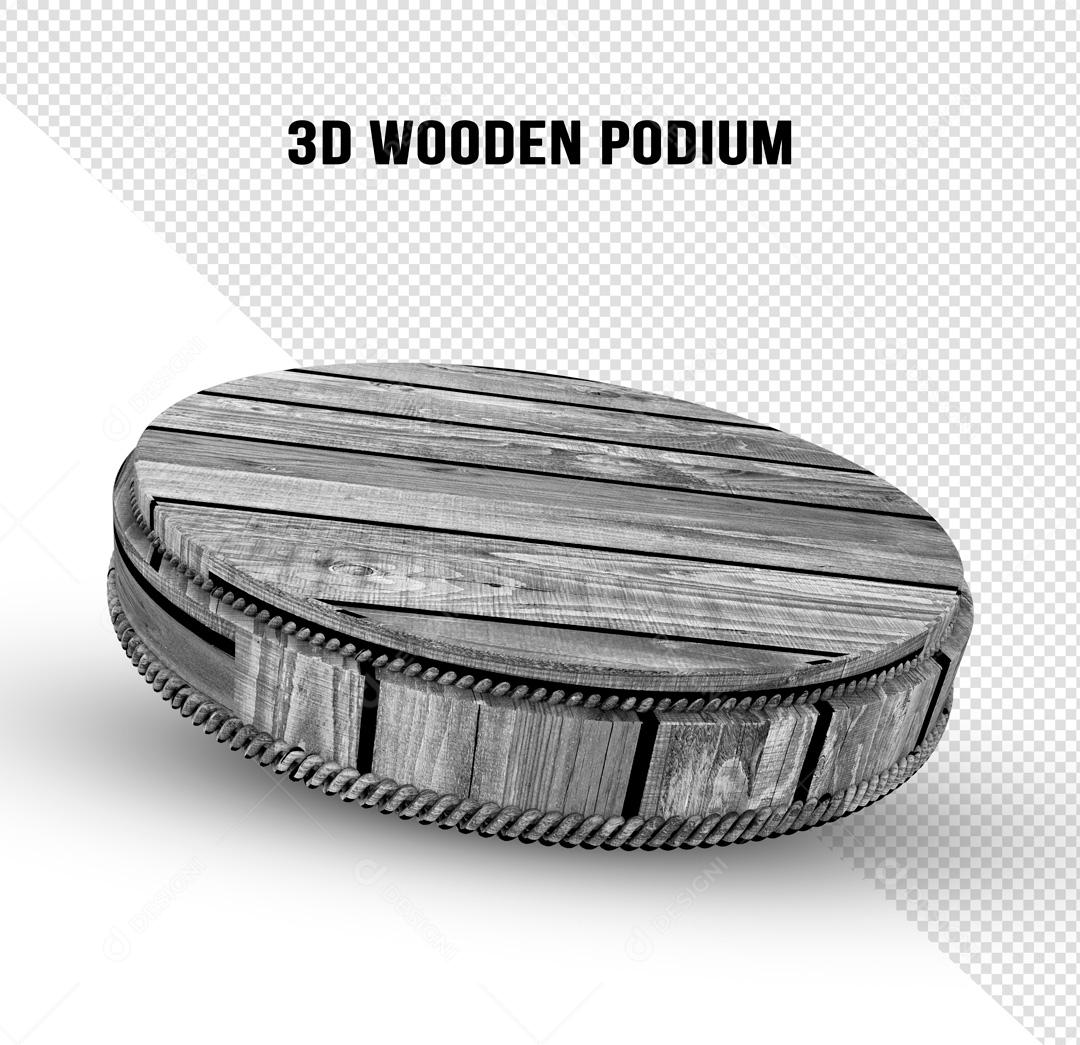 Podium 3D De Madeira Bruta PSD