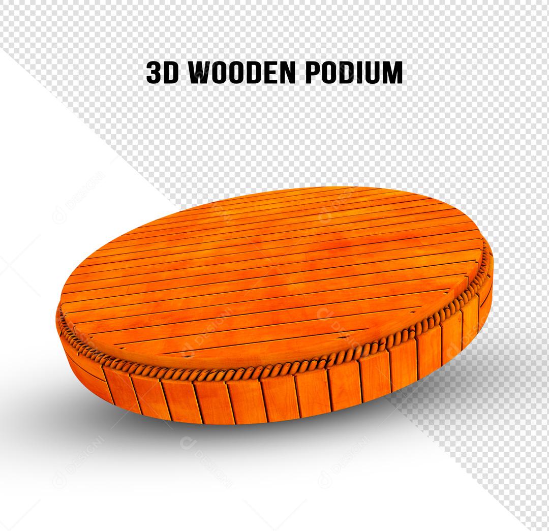 Podium 3D De Madeira Bruta PSD