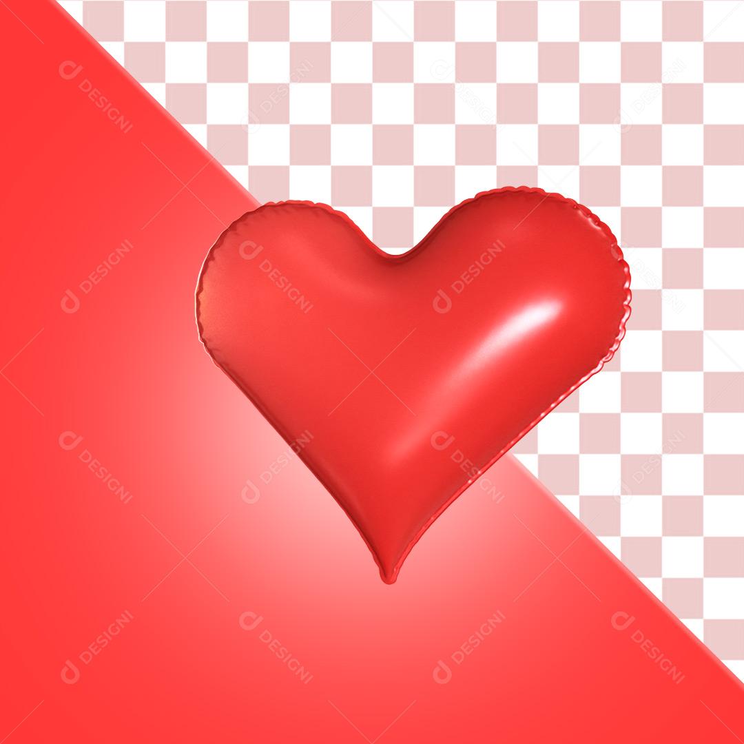 Coração Vermelho do Dia Dos Namorados Elemento 3D Para Composição PSD