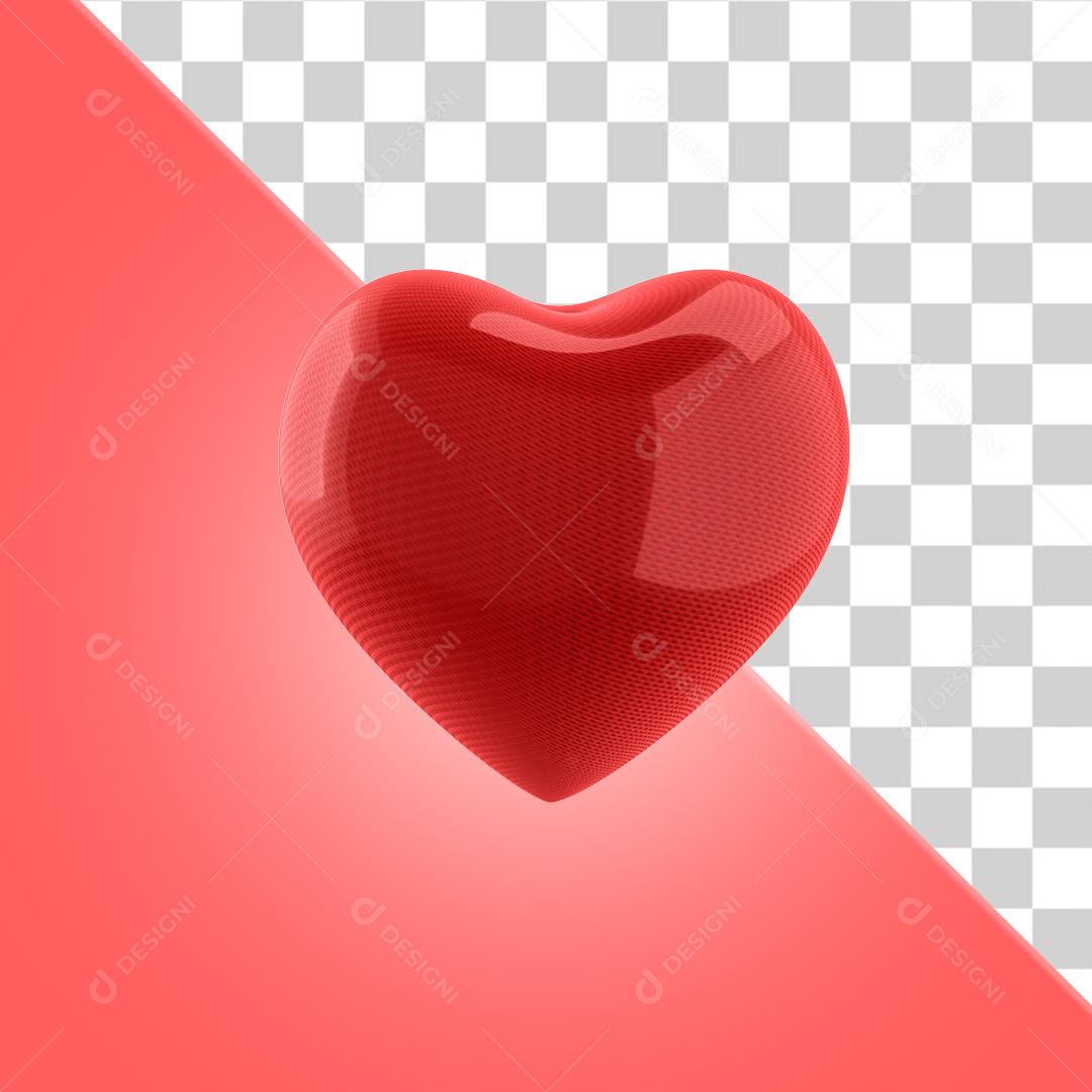 Coração Vermelho do Dia Dos Namorados Elemento 3D Para Composição PSD