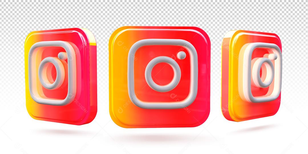Ícones 3D Redes Sociais Instagram PSD