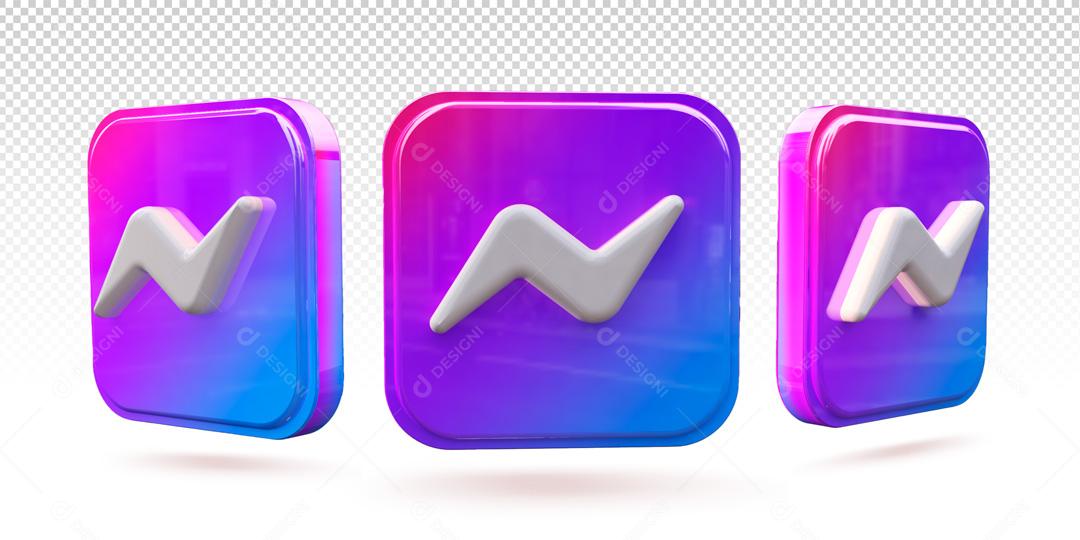 Ícones 3D Redes Sociais Messenger PSD