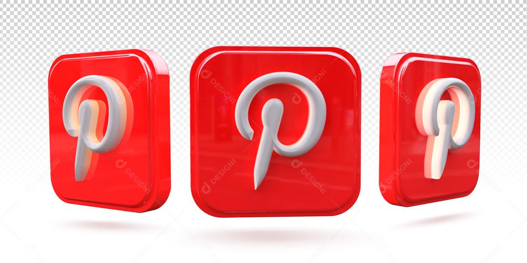 Ícones 3D Redes Sociais Pinterest PSD
