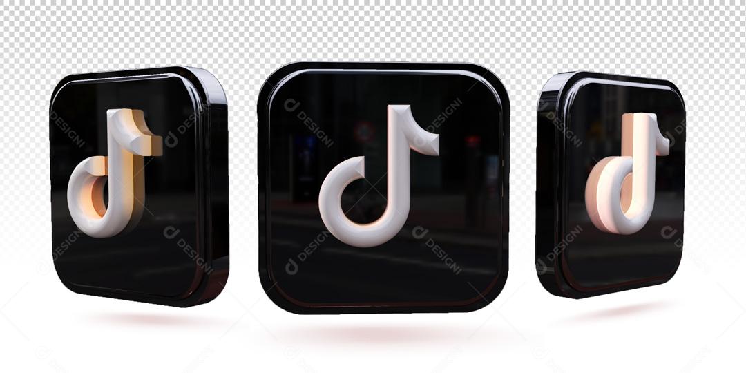 Ícones 3D Redes Sociais Tiktok PSD