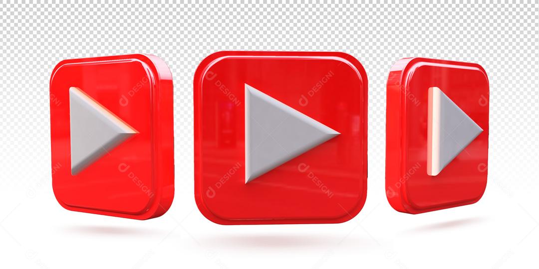 Ícones 3D Redes Sociais Youtube PSD