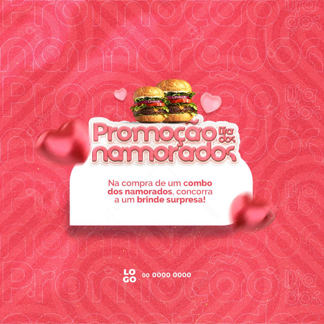 Promoção Hamburgueria Dia Dos Namorados Social Media PSD Editável