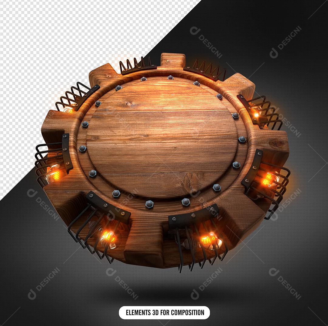 São João Elemento 3D de Madeira para Composição PSD