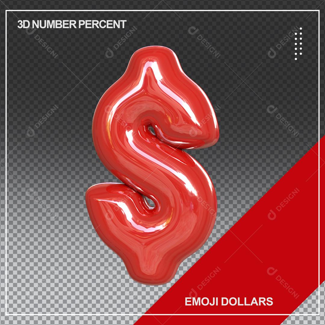 Cifrão 3D Vermelho Elemento para Composição PSD