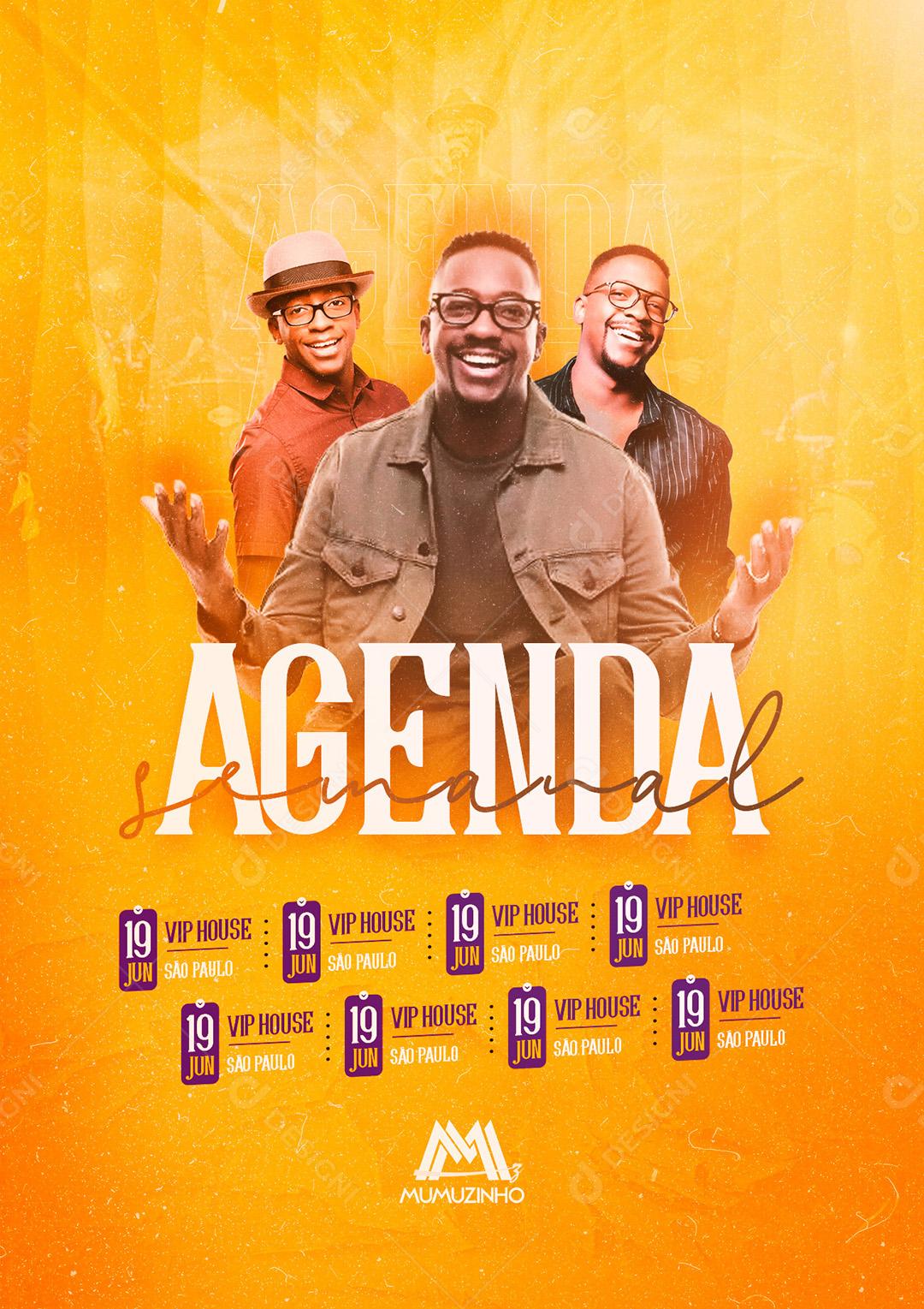 Social Media Agenda Semanal Mumuzinho Pagode Flyer PSD Editável