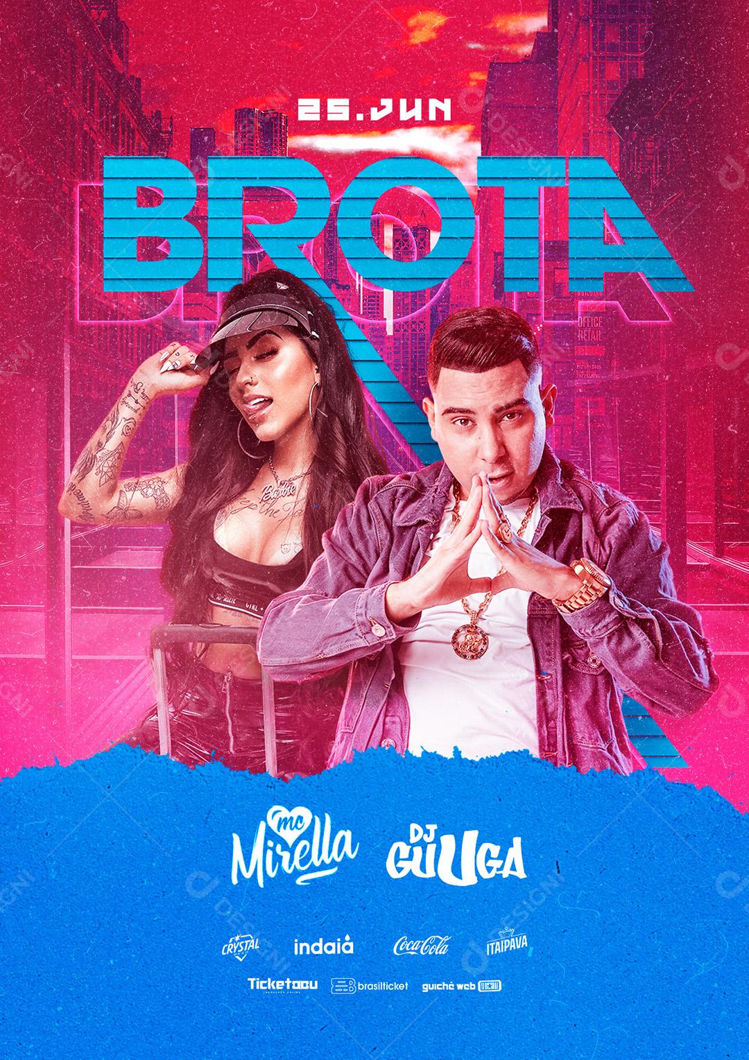 Social Media Brota MC Mirella e Dj Guuga Flyers PSD Editável