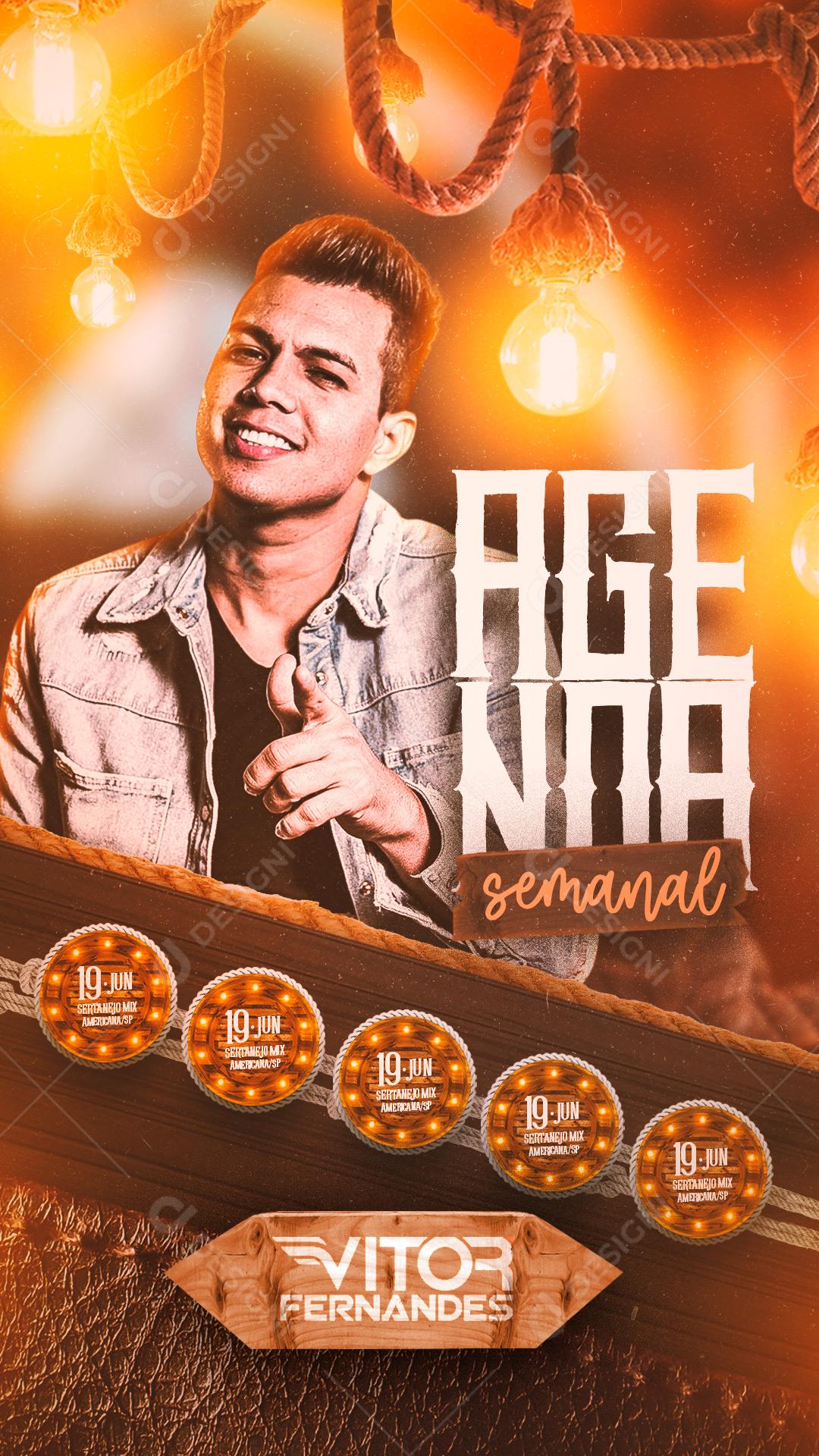 Story Agenda Semanal Vitor Fernandes Social Media PSD Editável