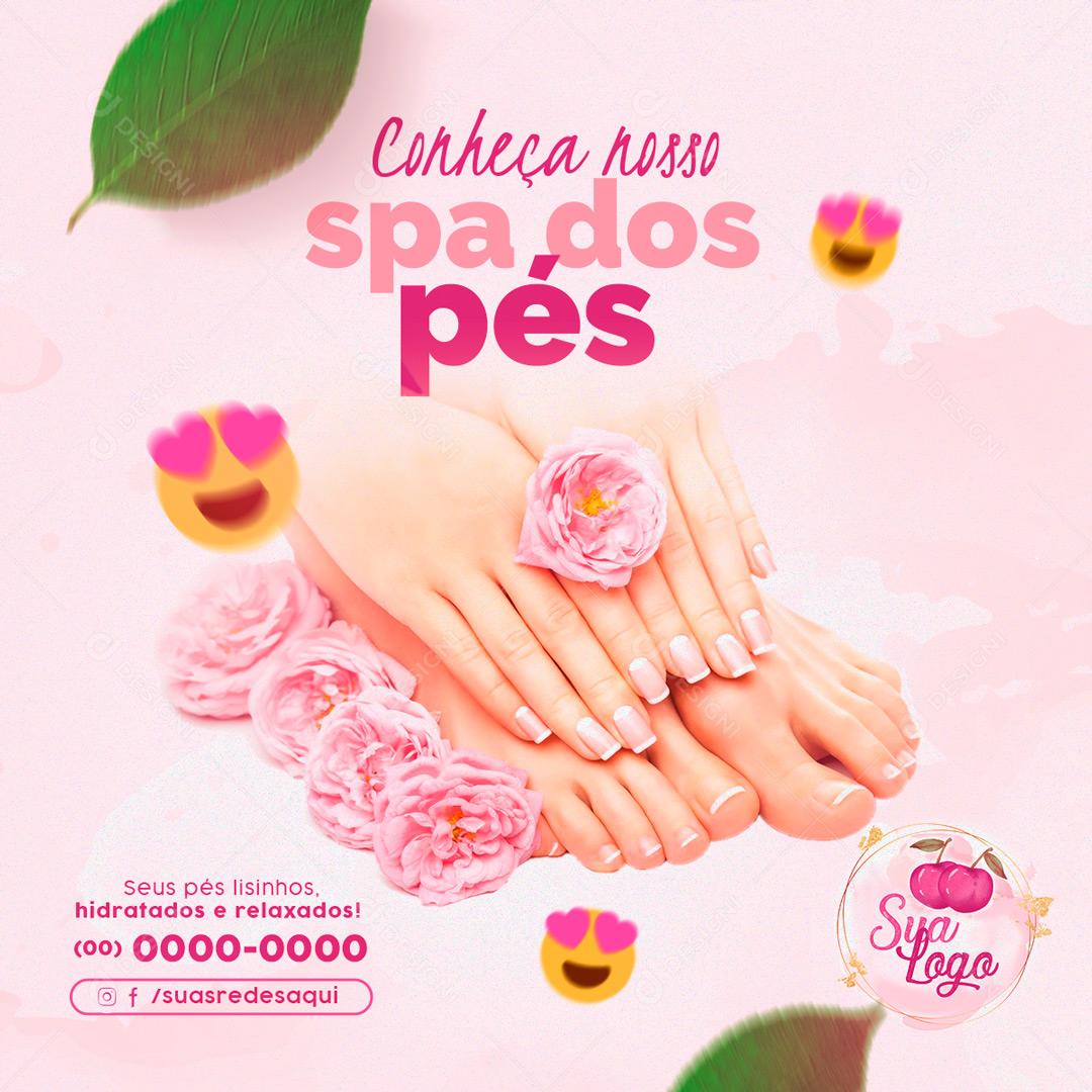 Conheça Nosso Spa Dos Pés Social Media PSD Editável
