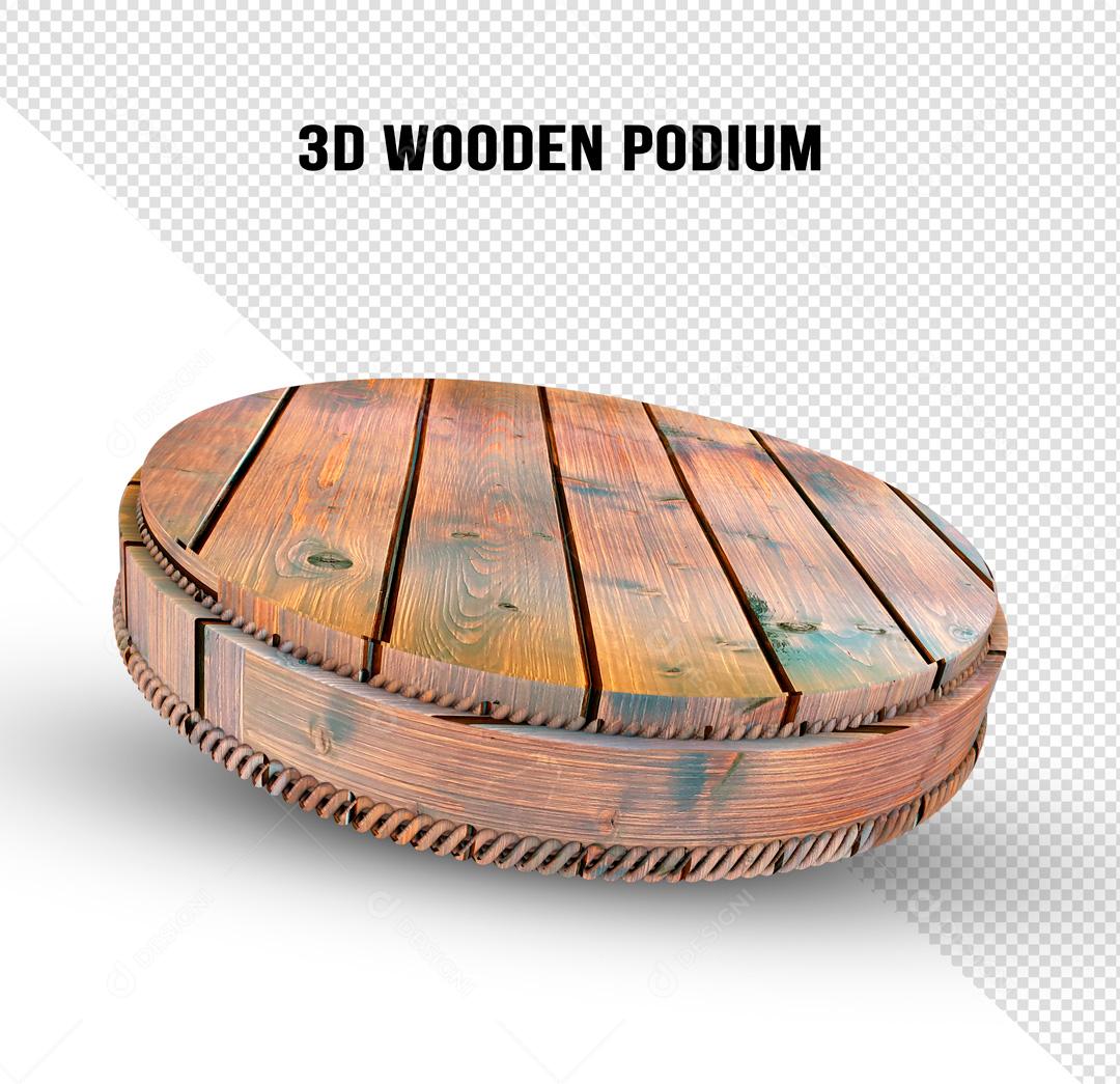 Podium 3D De Madeira Bruta PSD