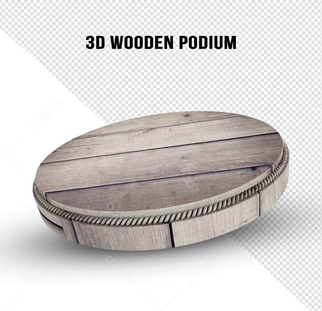 Podium 3D De Madeira Bruta PSD