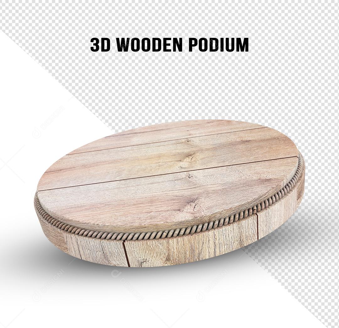 Podium 3D De Madeira Bruta PSD