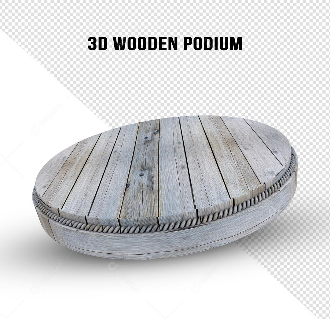 Podium 3D De Madeira Bruta PSD