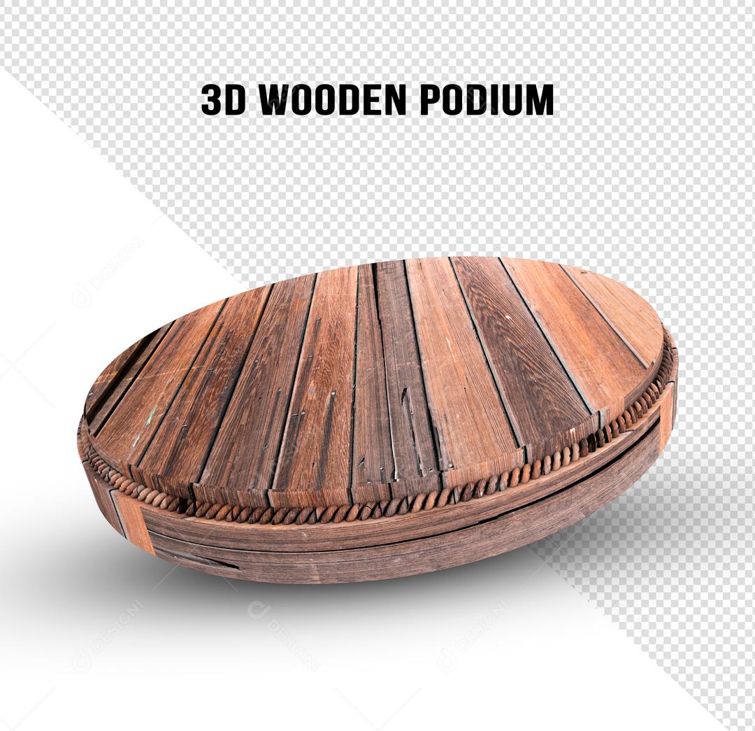 Podium 3D De Madeira Bruta PSD