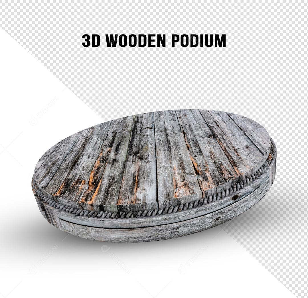 Podium 3D De Madeira Bruta PSD