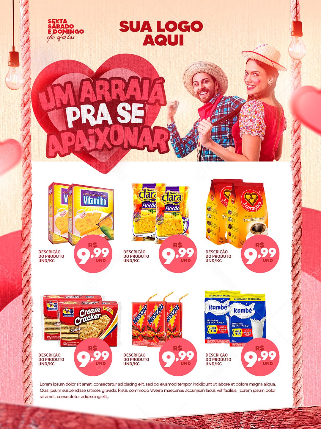 Social Media Encarte São João Um Arraia pra se Apaixonar PSD Editável