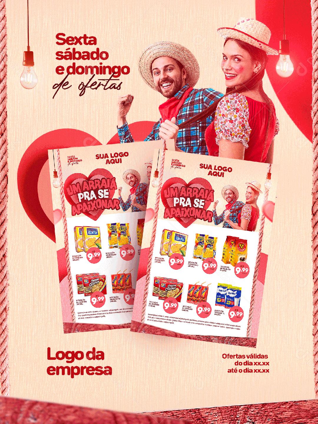 Social Media Template Encarte Um Arraiá pra se Apaixonar PSD Editável