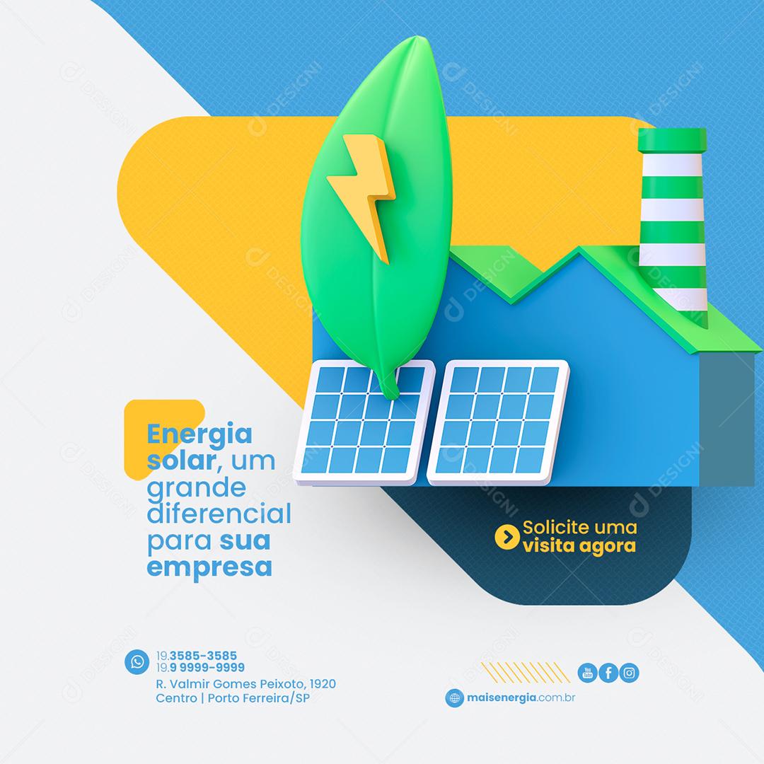 Social Media Um grande Diferencial para sua Empresa Energia Solar PSD Editável