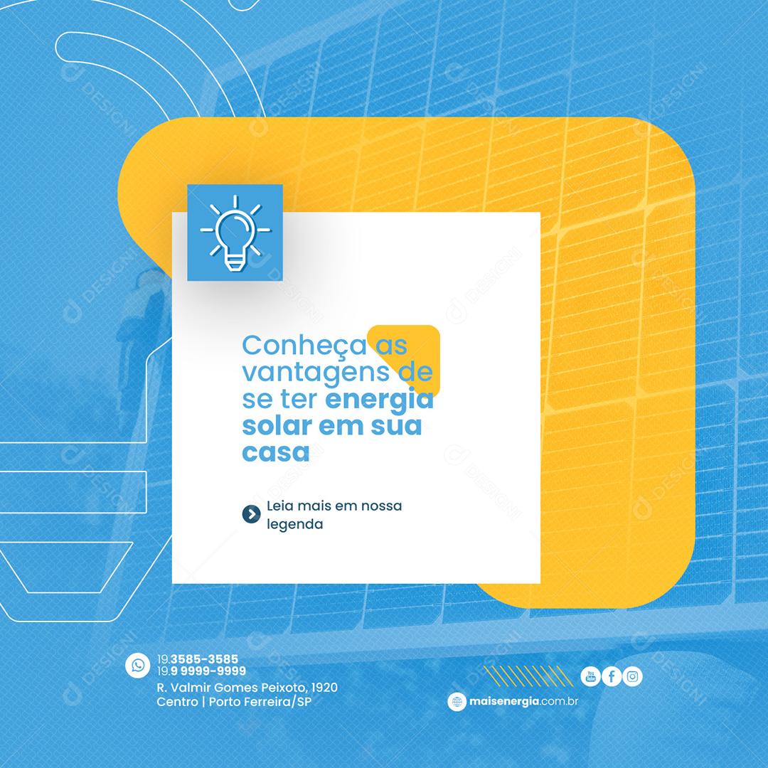 Social Media Conheça as vantagens de se ter Energia Solar PSD Editável
