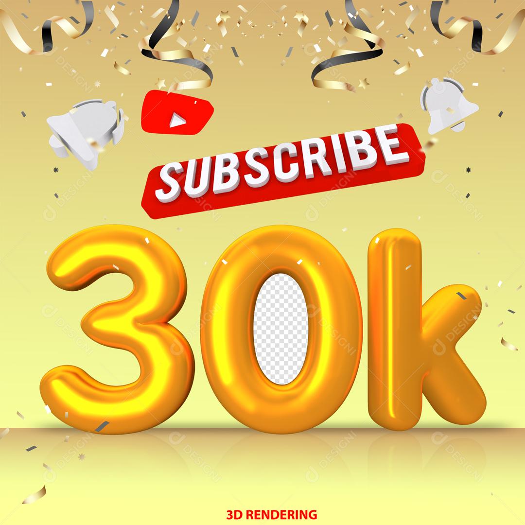 Escritos do Youtube Comemoração 30K Elemento 3D Para Composição