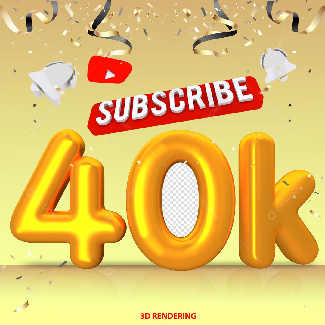 Escritos do Youtube Comemoração 40K Elemento 3D Para Composição
