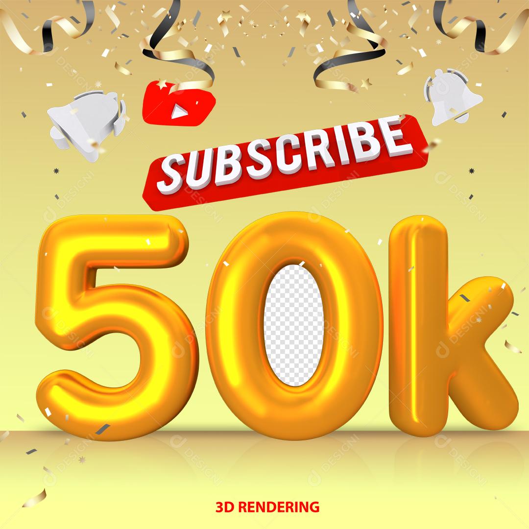 Escritos do Youtube Comemoração 50K Elemento 3D Para Composição