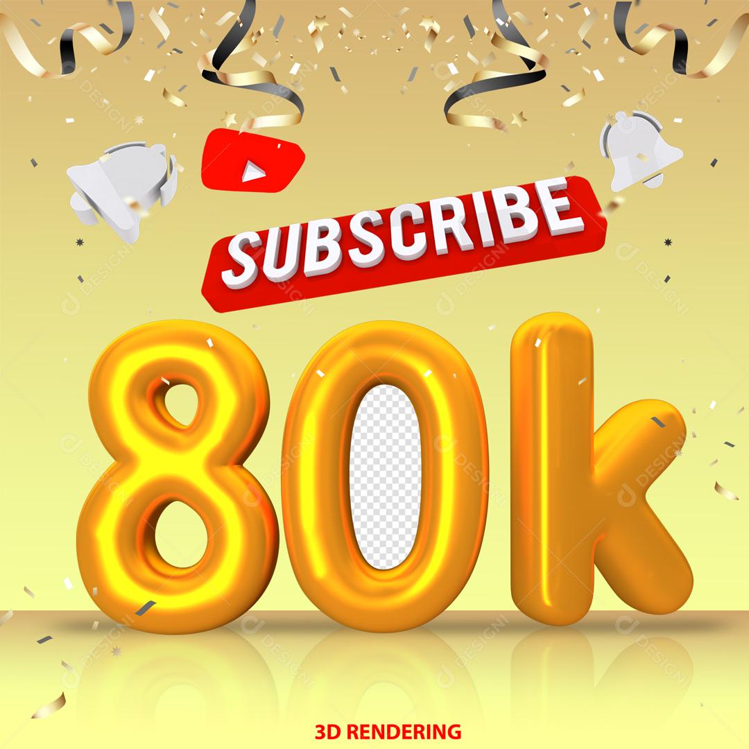 Escritos do Youtube Comemoração 80K Elemento 3D Para Composição