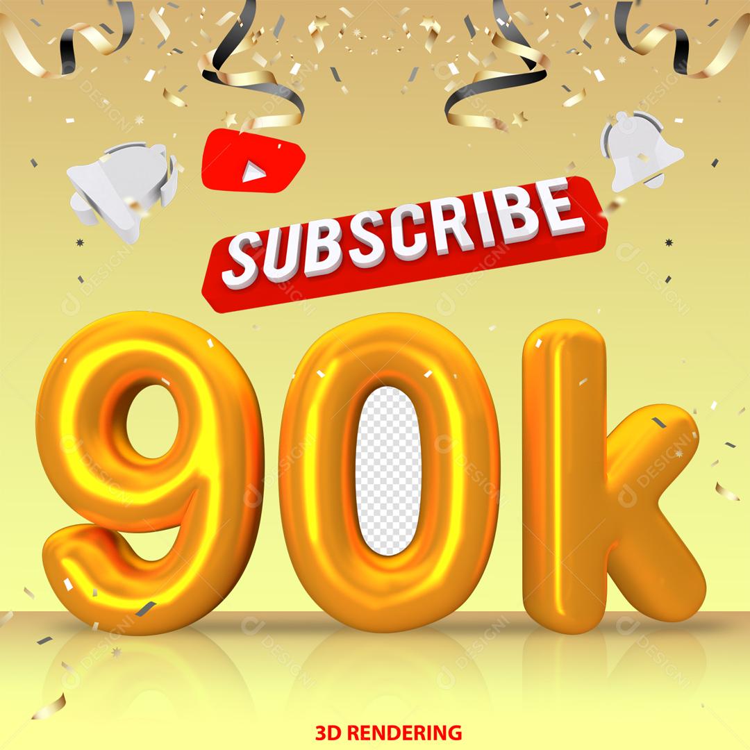 Escritos do Youtube Comemoração 90K Elemento 3D Para Composição