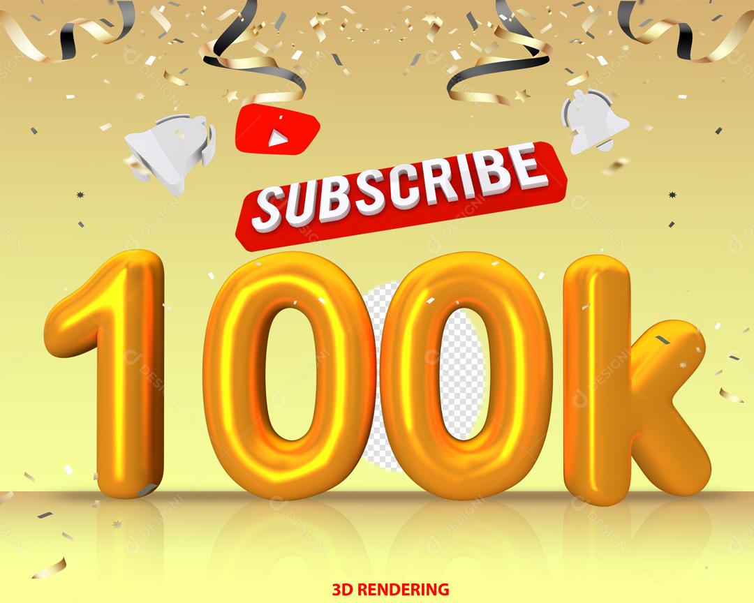 Escritos do Youtube Comemoração 100K Elemento 3D Para Composição