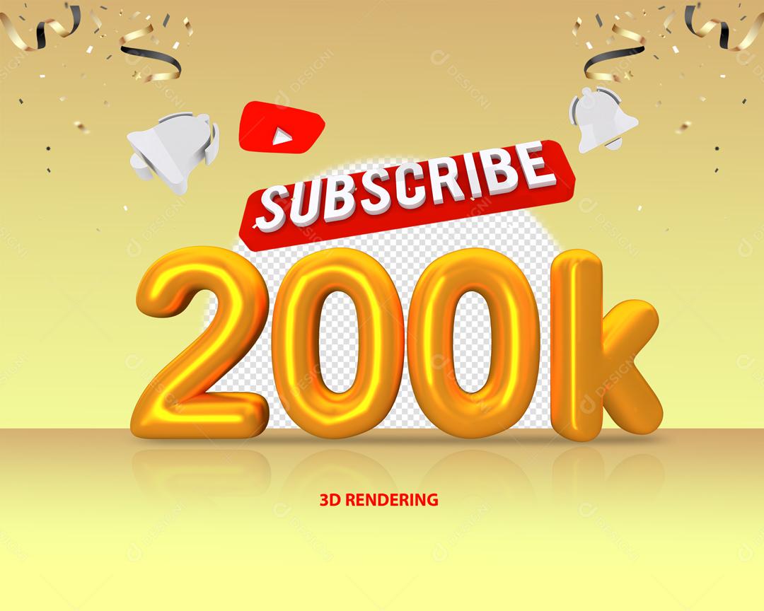 Escritos do Youtube Comemoração 200K Elemento 3D Para Composição