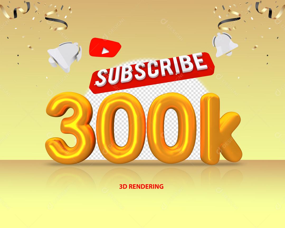 Youtube Writings Commemoration 300K 3D Element For Compositing