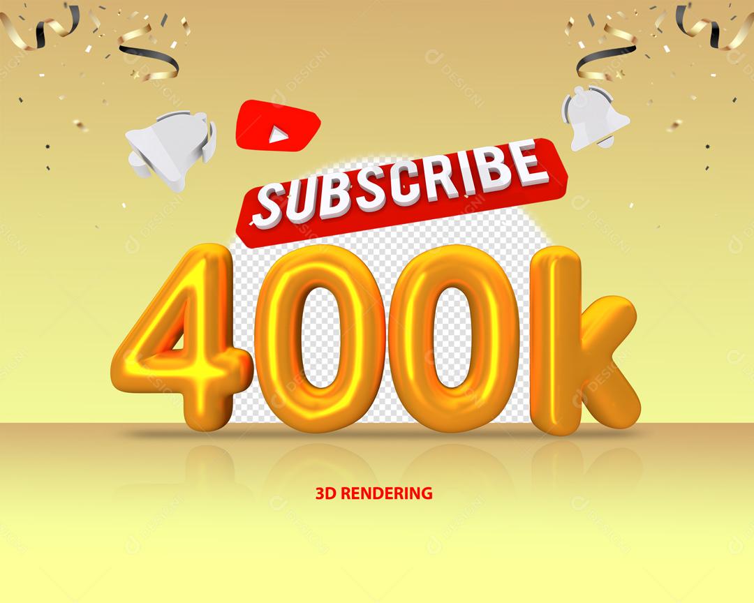 Escritos do Youtube Comemoração 400K Elemento 3D Para Composição