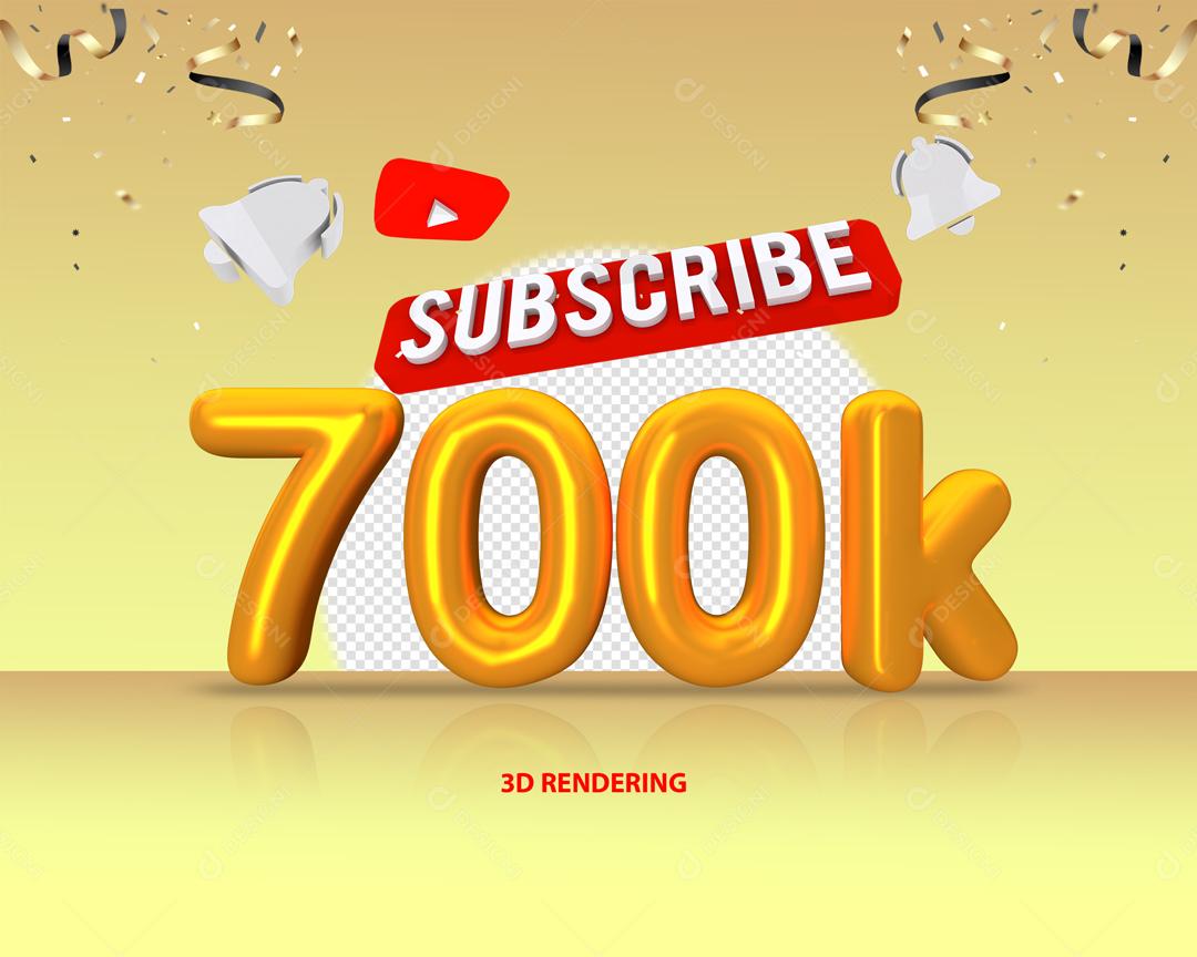 Escritos do Youtube Comemoração 700K Elemento 3D Para Composição