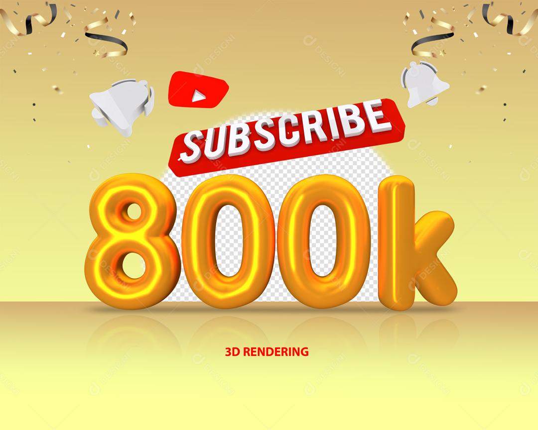 Escritos do Youtube Comemoração 800K Elemento 3D Para Composição