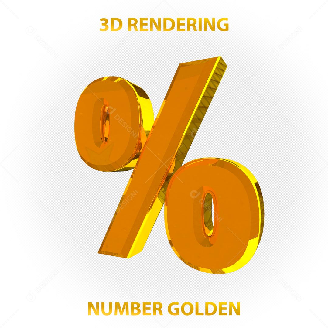Porcentagem Dourado 3D Para Composição PSD