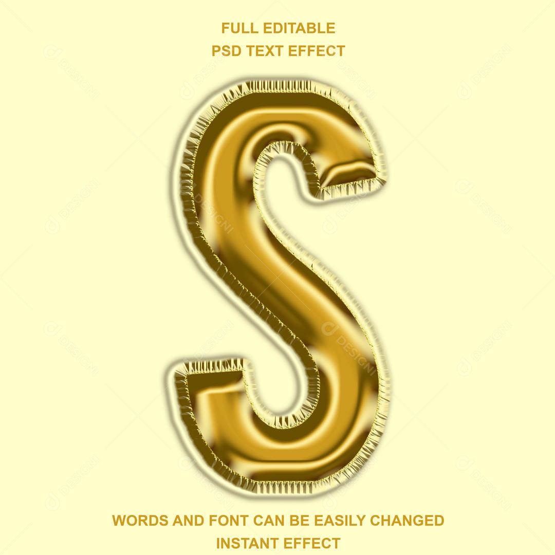 Letra S 3D Dourada Elemento Para Composição