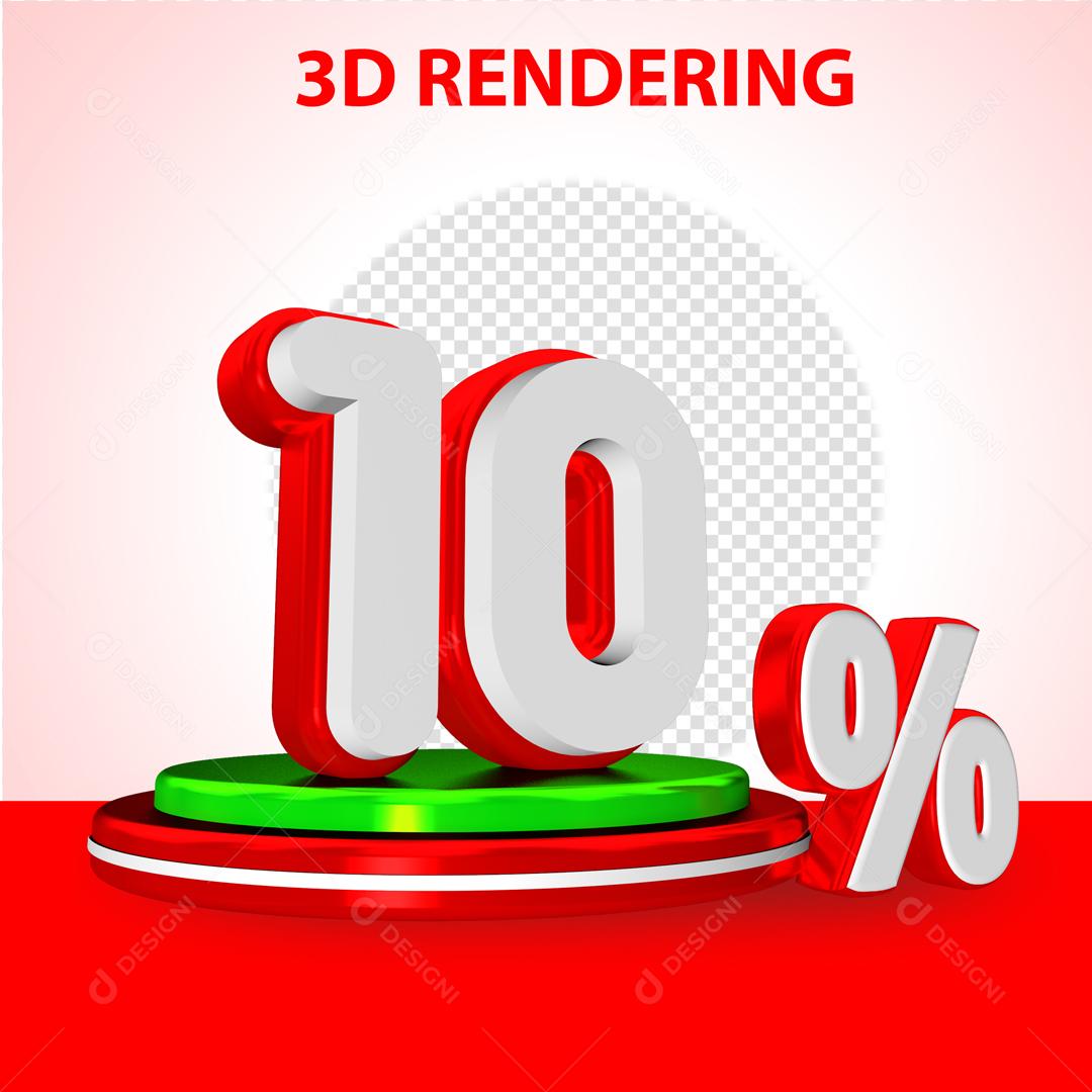 Número 3D 10% Elemento Para Composição PSD