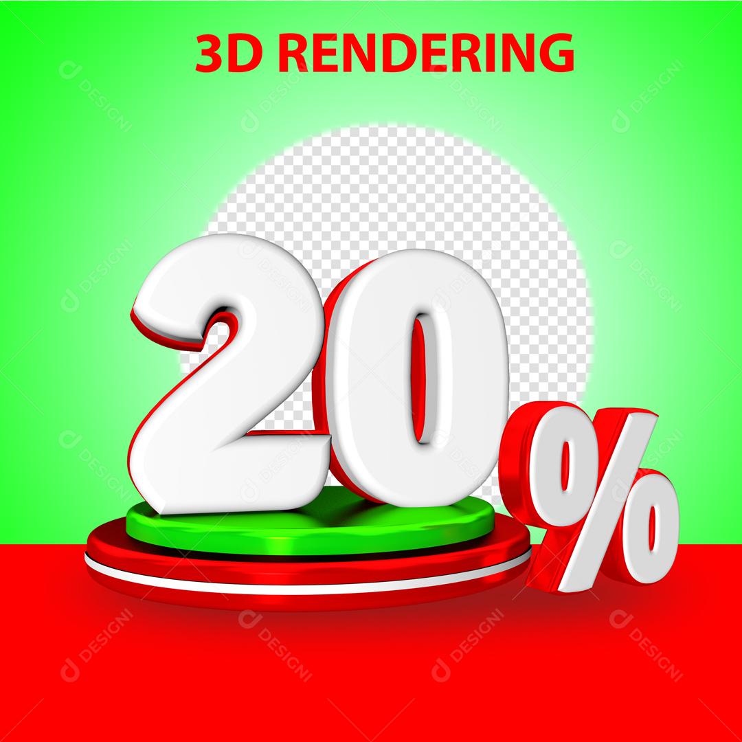Número 3D 20% Elemento Para Composição PSD