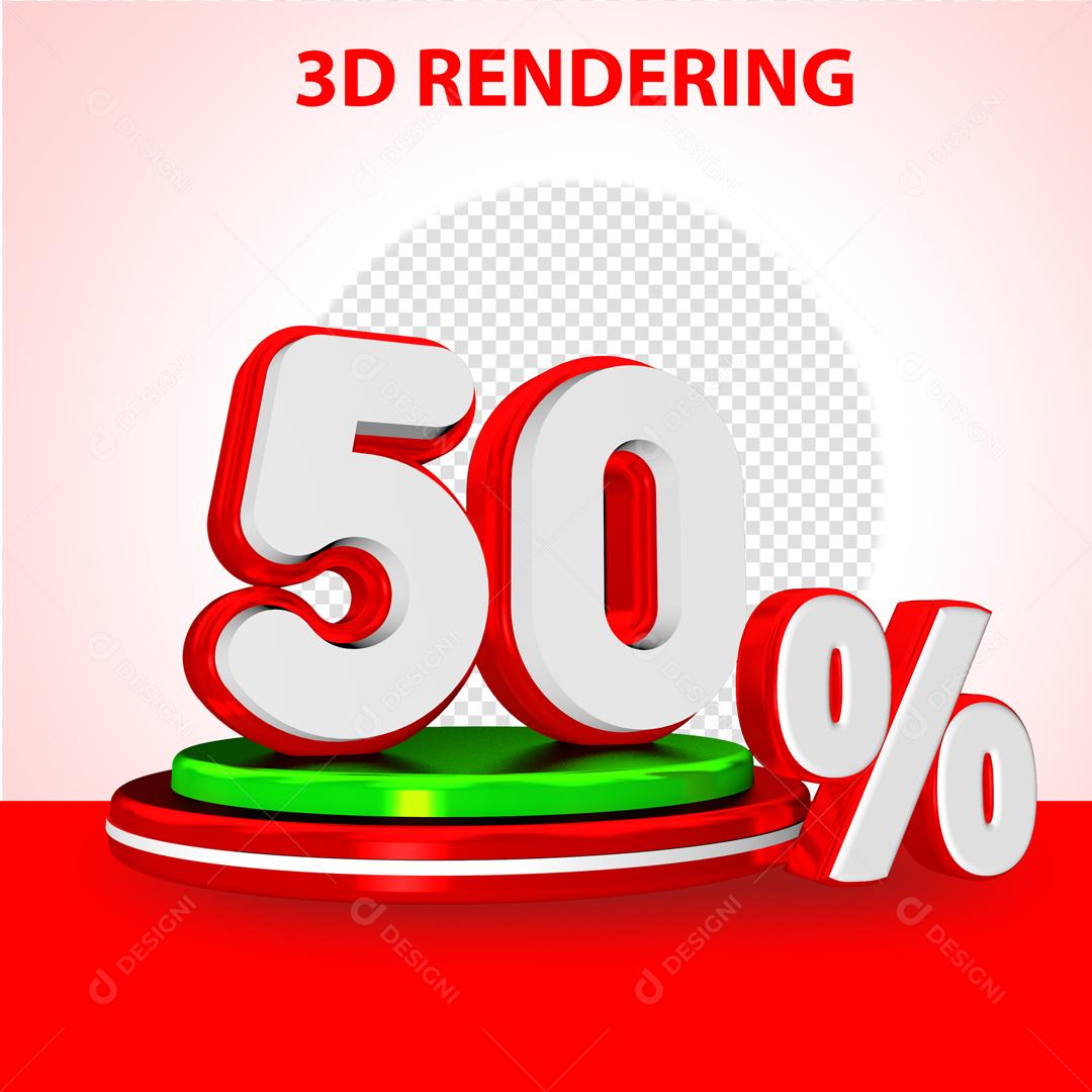 Número 3D 50% Elemento Para Composição PSD