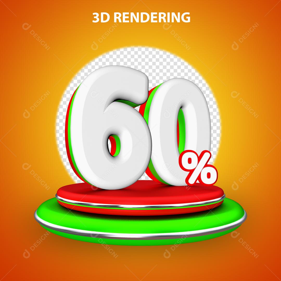 Número 3D 60 Elemento Para Composição PSD