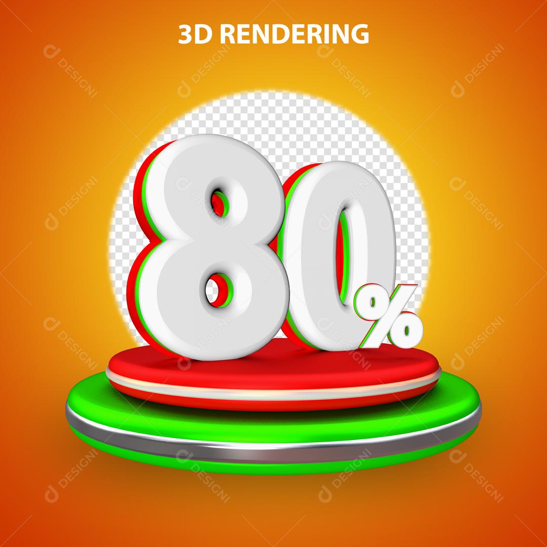 Número 3D 80% Elemento Para Composição PSD