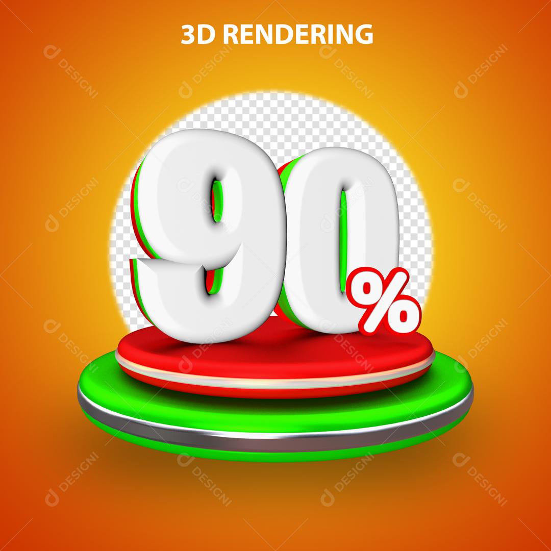 Número 3D 90% Elemento Para Composição PSD